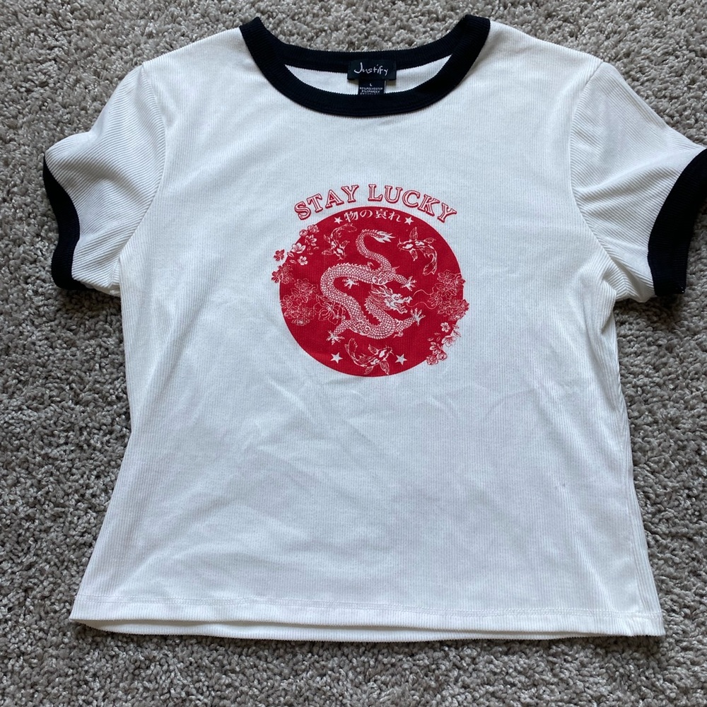 “Stay lucky” crop top